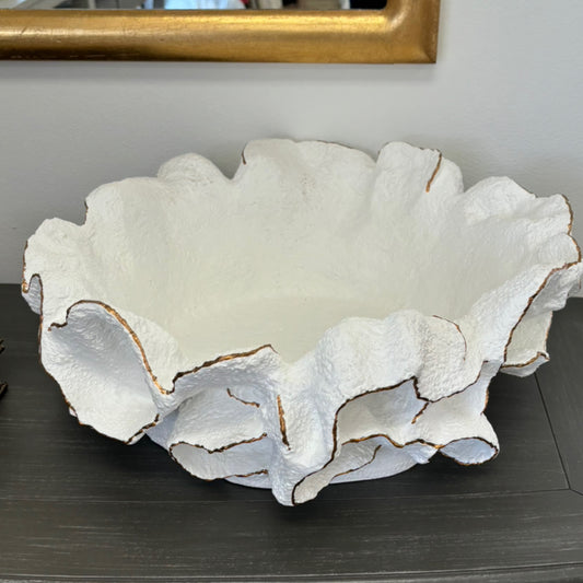 Coco Bowl white and Gold Faux Coral