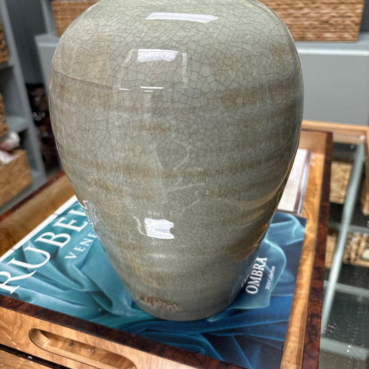 Crackled green vase (small)