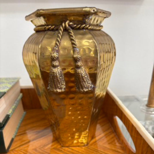 Vintage brass rope vase
