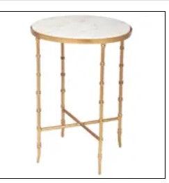 Oval Accent Table with Gold Finish and Marble Top